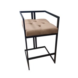 Hoker CHESTERFIELD krzesło barowe tkanina Welur podstawa metalowa