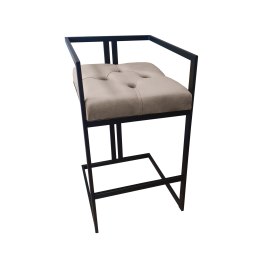 Hoker CHESTERFIELD krzesło barowe tkanina Welur podstawa metalowa