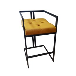 Hoker CHESTERFIELD krzesło barowe tkanina Welur podstawa metalowa