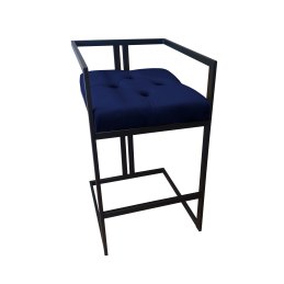 Hoker CHESTERFIELD krzesło barowe tkanina Welur podstawa metalowa