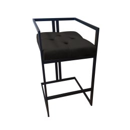 Hoker CHESTERFIELD krzesło barowe tkanina Welur podstawa metalowa