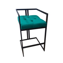 Hoker CHESTERFIELD krzesło barowe tkanina Welur podstawa metalowa