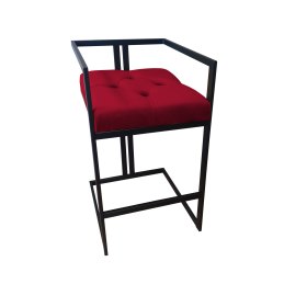 Hoker CHESTERFIELD krzesło barowe tkanina Welur podstawa metalowa