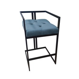 Hoker CHESTERFIELD krzesło barowe tkanina Welur podstawa metalowa