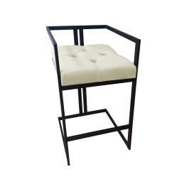 Hoker CHESTERFIELD krzesło barowe tkanina Welur podstawa metalowa