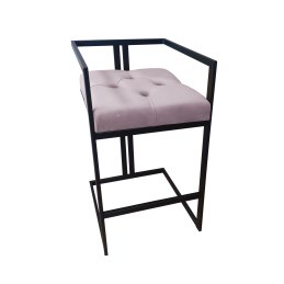 Hoker CHESTERFIELD krzesło barowe tkanina Welur podstawa metalowa