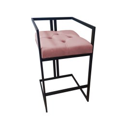 Hoker CHESTERFIELD krzesło barowe tkanina Welur podstawa metalowa