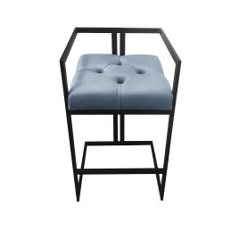 Hoker CHESTERFIELD krzesło barowe tkanina Welur podstawa metalowa