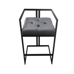 Hoker CHESTERFIELD krzesło barowe tkanina Welur podstawa metalowa