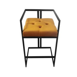 Hoker CHESTERFIELD krzesło barowe tkanina Welur podstawa metalowa