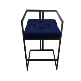 Hoker CHESTERFIELD krzesło barowe tkanina Welur podstawa metalowa