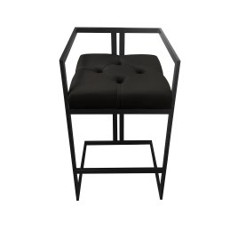 Hoker CHESTERFIELD krzesło barowe tkanina Welur podstawa metalowa