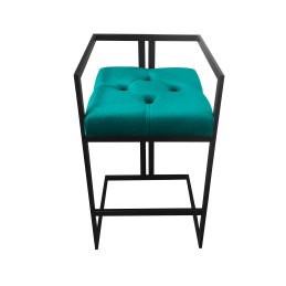 Hoker CHESTERFIELD krzesło barowe tkanina Welur podstawa metalowa