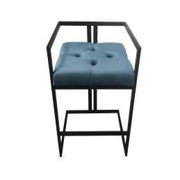 Hoker CHESTERFIELD krzesło barowe tkanina Welur podstawa metalowa