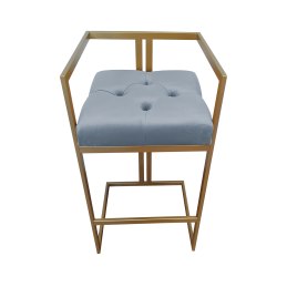 Hoker CHESTERFIELD krzesło barowe tkanina Welur podstawa metalowa