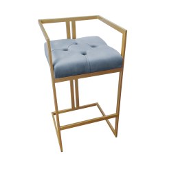 Hoker CHESTERFIELD krzesło barowe tkanina Welur podstawa metalowa