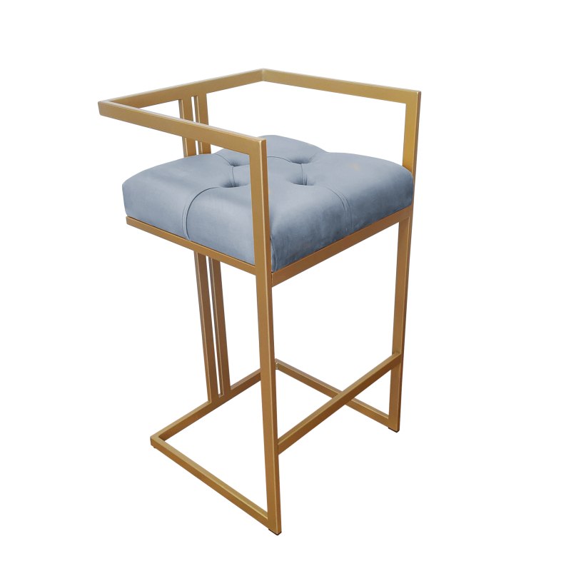 Hoker CHESTERFIELD krzesło barowe tkanina Welur podstawa metalowa