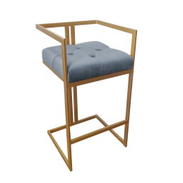 Hoker CHESTERFIELD krzesło barowe tkanina Welur podstawa metalowa