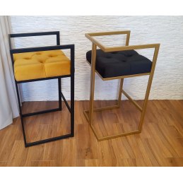 Hoker CHESTERFIELD krzesło barowe tkanina Welur podstawa metalowa