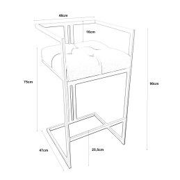 Hoker CHESTERFIELD krzesło barowe tkanina Welur podstawa metalowa