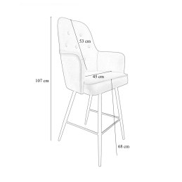 Hoker krzesło barowe SARA metalowa podstawa | tkanina Vega