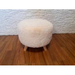 Pufa ALA tapicerowana tkanina noga drewniana