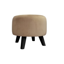 Pufa ALA tapicerowana tkanina noga drewniana