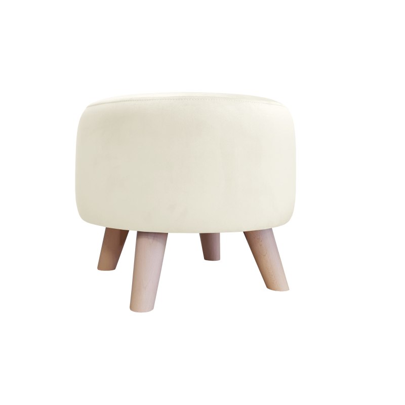 Pufa ALA tapicerowana tkanina noga drewniana