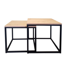 Stolik kawowy 2w1 z metalową podstawą – loftowy styl