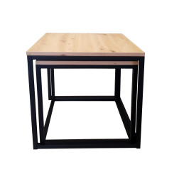 Stolik kawowy 2w1 z metalową podstawą – loftowy styl