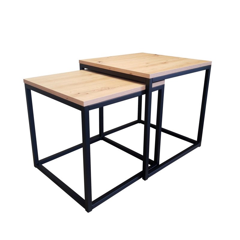 Stolik kawowy 2w1 z metalową podstawą – loftowy styl