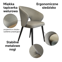 Krzesło tapicerowane AURA nogi złote MG50 do jadalni salonu