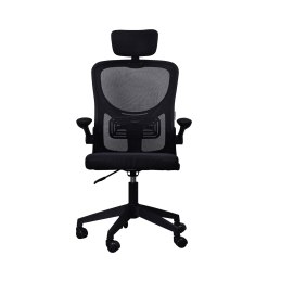 Fotel obrotowy AXEL ergonomiczne krzesło biurowe z siatką i zagłówkiem – wygodne krzesło do pracy