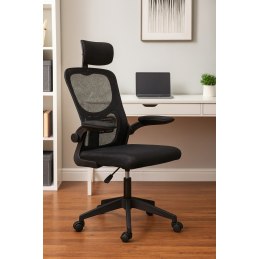 Fotel obrotowy AXEL ergonomiczne krzesło biurowe z siatką i zagłówkiem – wygodne krzesło do pracy