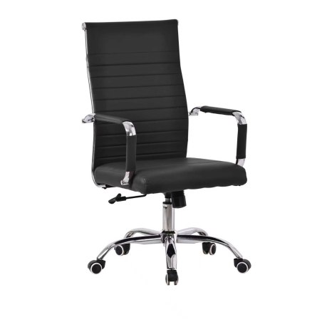 Fotel obrotowy Hugo z ekoskóry i chromowaną podstawą