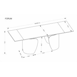 FORUM stół rozkładany, czarny marmur