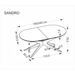 SANDRO stół rozkładany, czarny