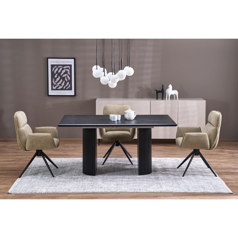 BOLERO stół rozkładany 160-250x90x78 cm dąb naturalny/czarny