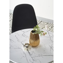 Stół DENVER fi 80 cm – biały marmur, biały stelaż