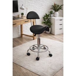 Taboret fryzjerski C-9355 czarny, regulowany, eco-skóra