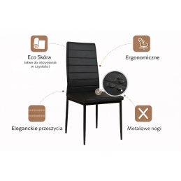 Krzesło Faro – nowoczesne, ergonomiczne, z ekoskóry, metalowe nogi