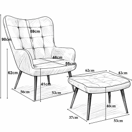 Fotel wypoczynkowy RELAX uszak z podnóżkiem – czarny