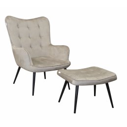 Fotel wypoczynkowy RELAX uszak z podnóżkiem – beżowy