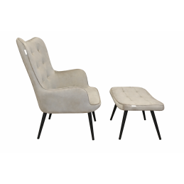 Fotel wypoczynkowy RELAX uszak z podnóżkiem – beżowy