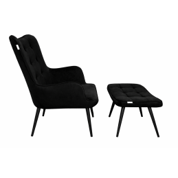 Fotel wypoczynkowy RELAX uszak z podnóżkiem – czarny