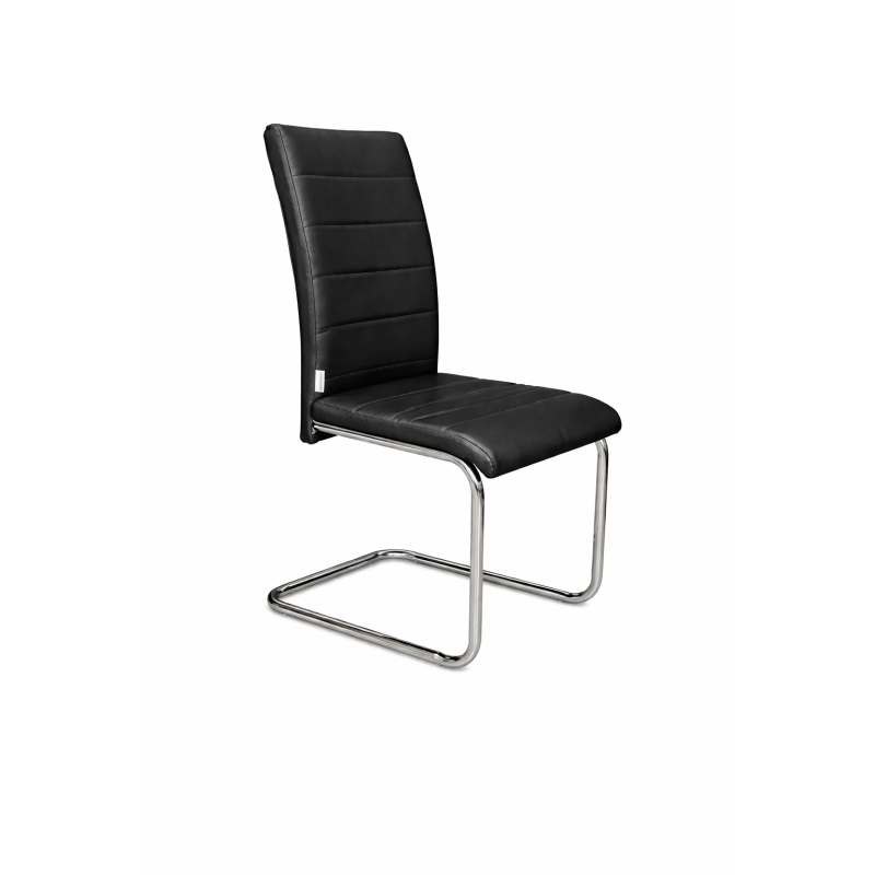Krzesło Lotus na płozach chromowanych czarna eco skóra – nowoczesne, wygodne