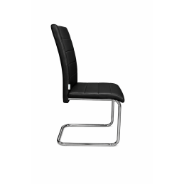 Krzesło Lotus na płozach chromowanych czarna eco skóra – nowoczesne, wygodne