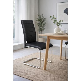 Krzesło Lotus na płozach chromowanych czarna eco skóra – nowoczesne, wygodne