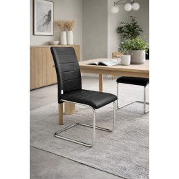 Krzesło Lotus na płozach chromowanych czarna eco skóra – nowoczesne, wygodne