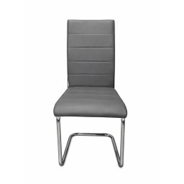 Krzesło Lotus na płozach chromowanych szara eco skóra – nowoczesne, wygodne